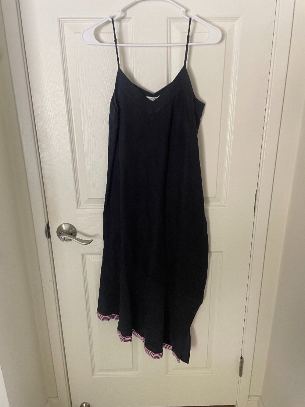 Equipment Femme Women's Assymetrical Navy Blue Silk Slip Dress Size XS